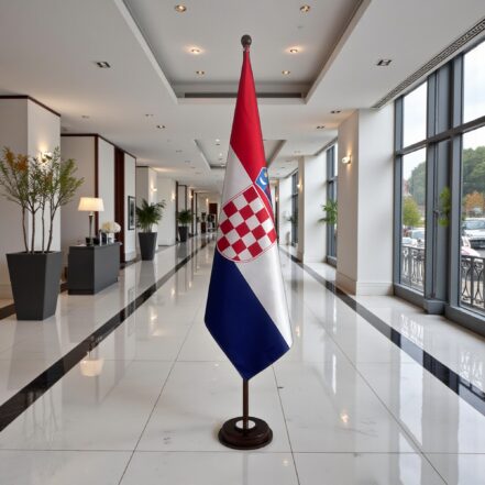 socle drapeau croatie en marbre noir antidérapant