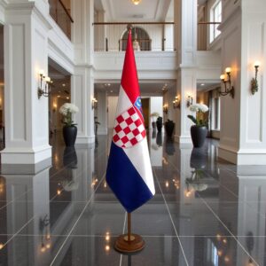 socle porte-drapeau Croatie en granit noir représentatif
