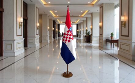 socle porte-drapeau croatie chromé représentatif