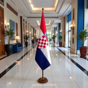 socle porte-drapeau Croatie en granit noir officiel