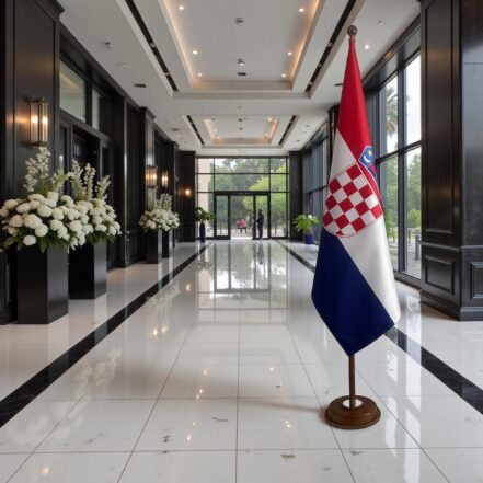 socle porte-drapeau croatie chromé officiel