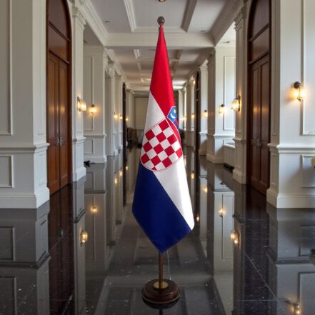 socle drapeau croatie en bois laqué antidérapant