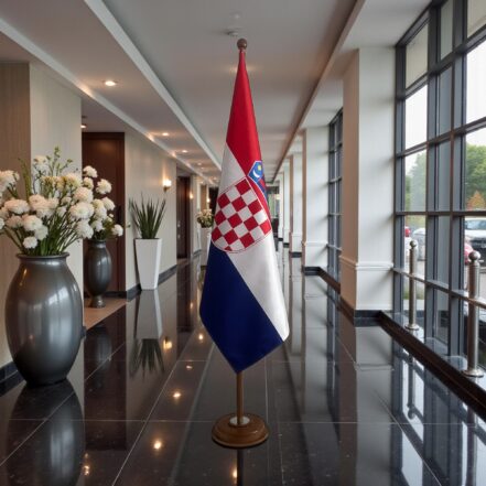 socle porte-drapeau croatie chromé raffiné