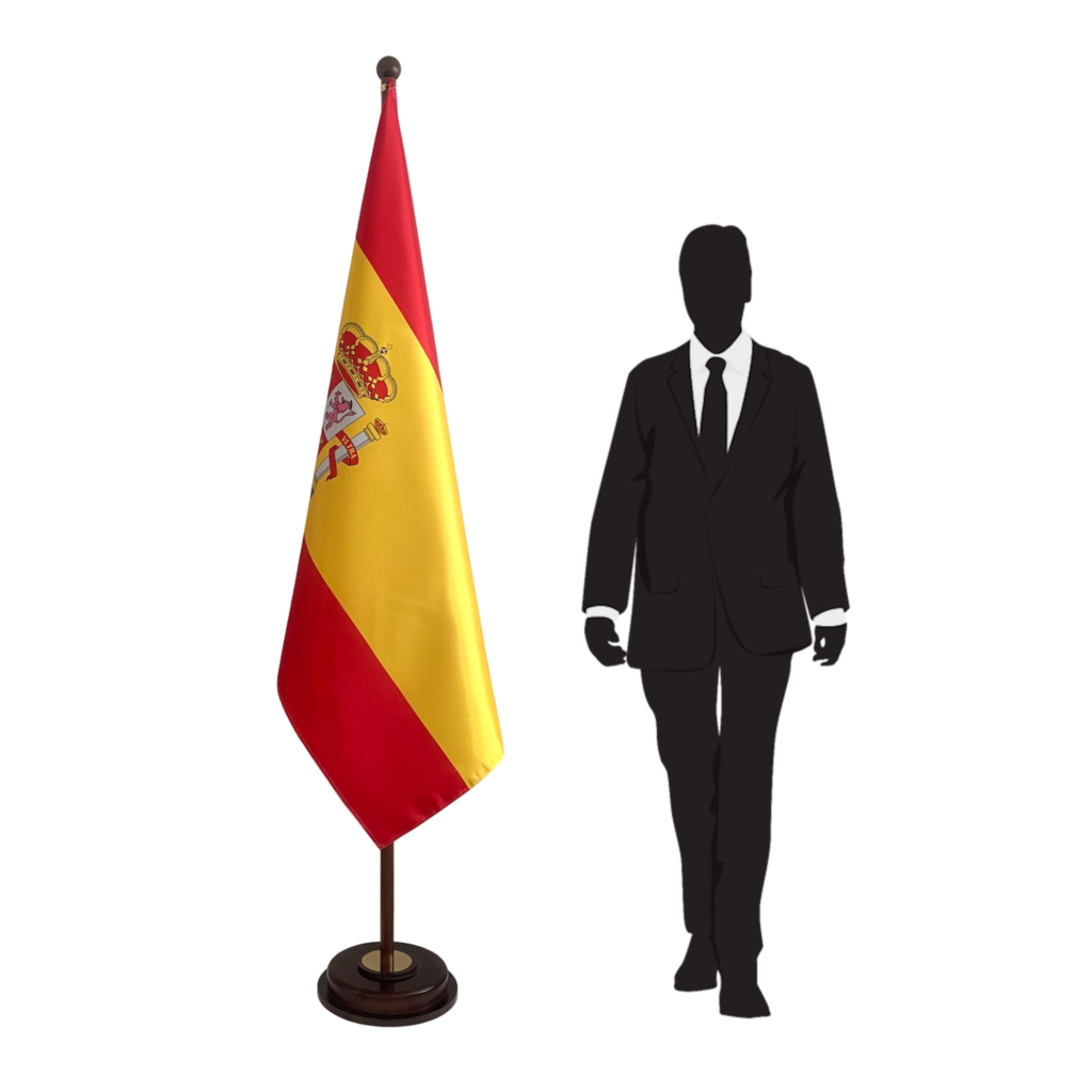 base drapeau espagne en bois massif diplomatique