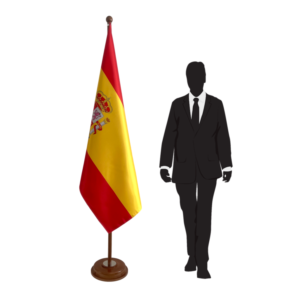 base drapeau espagne en bois massif officiel