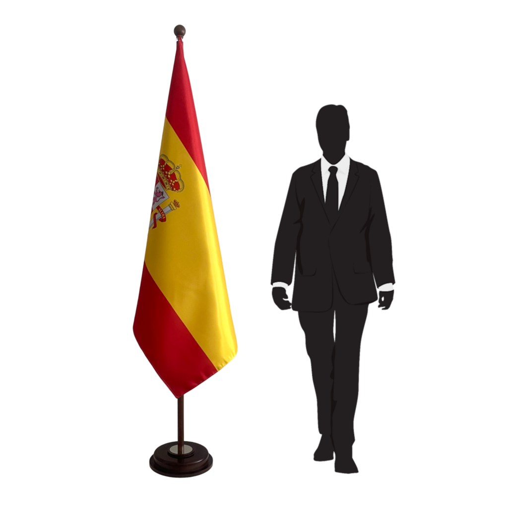 base drapeau espagne en bois massif raffiné