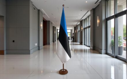 socle porte-drapeau estonie chromé stable