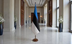 socle porte-drapeau estonie en granit noir de prestige