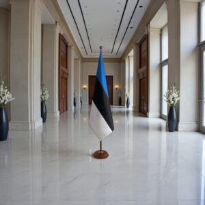 socle porte-drapeau estonie en granit noir professionnel