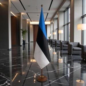 socle porte-drapeau estonie en aluminium anodisé officiel