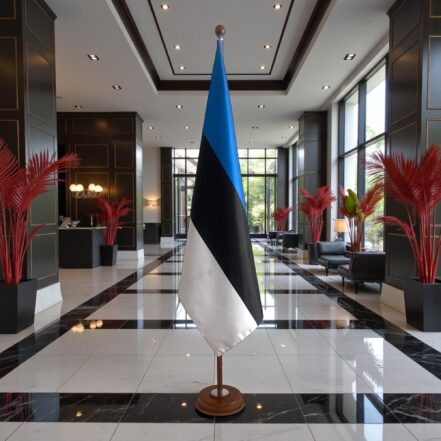 socle porte-drapeau estonie en aluminium officiel