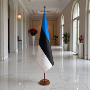 socle porte-drapeau estonie en aluminium anodisé diplomatique