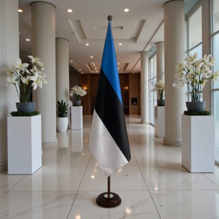 socle drapeau estonie en bois massif lourd