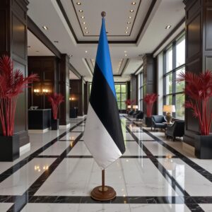 socle porte-drapeau estonie en aluminium anodisé raffiné