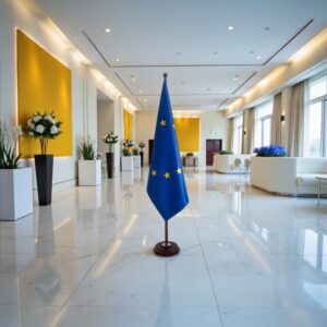 socle drapeau UE argenté officiel