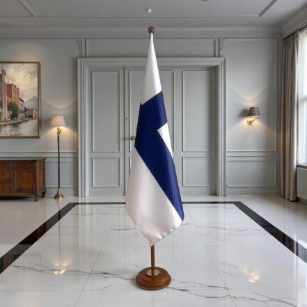 socle drapeau finlande en inox de cérémonie