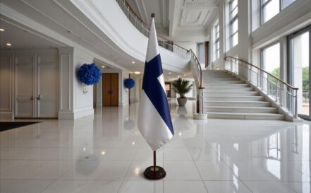 socle drapeau finlande en inox professionnel