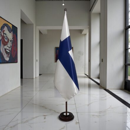 socle drapeau finlande en inox de cérémonie