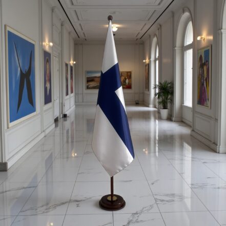 socle drapeau finlande en inox classique