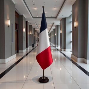 socle drapeau france argenté lourd