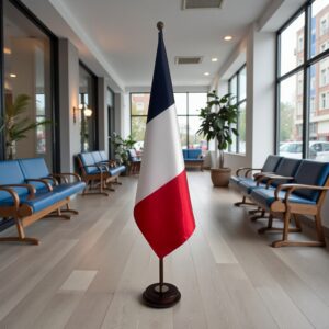 socle drapeau france argenté élégant