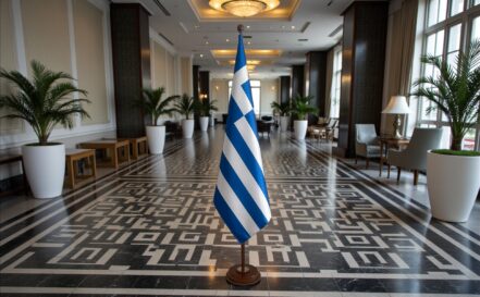 socle porte-drapeau grece en acier institutionnel
