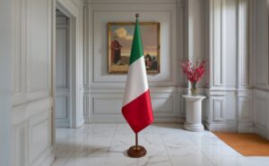 socle porte-drapeau italie en inox brossé robuste