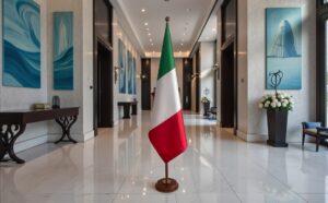 socle porte-drapeau italie en inox brossé de qualité