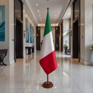 socle porte-drapeau italie en inox brossé haut de gamme