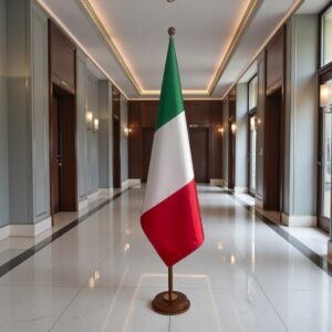 socle porte-drapeau italie en inox brossé de cérémonie