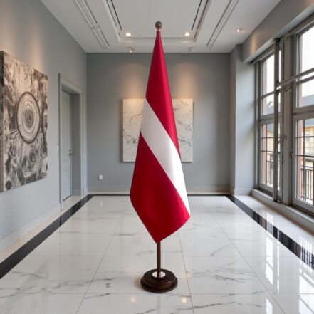 socle drapeau lettonie chromé de prestige