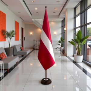 socle drapeau lettonie chromé professionnel