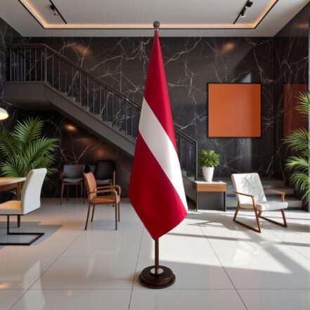 socle drapeau lettonie en aluminium diplomatique