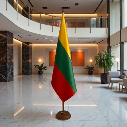 socle porte-drapeau lituanie en inox de qualité