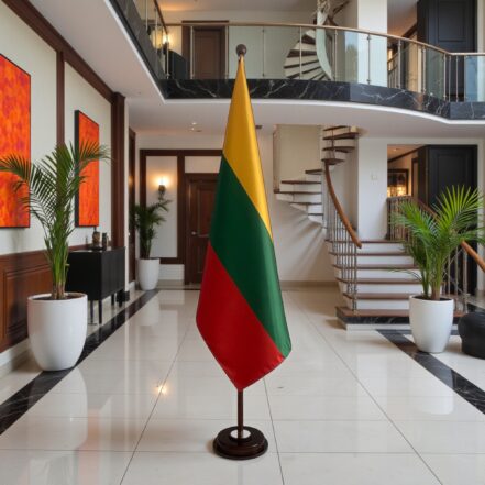 socle drapeau lituanie en aluminium robuste