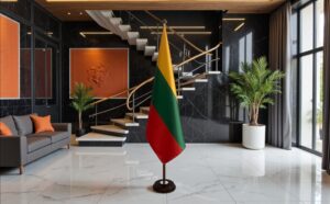 socle drapeau lituanie en aluminium haut de gamme