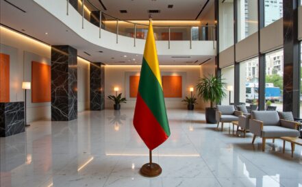 socle porte-drapeau lituanie en inox robuste