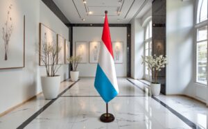 socle drapeau luxembourg en inox brossé officiel