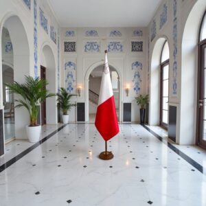 socle porte-drapeau malte en inox noire de prestige