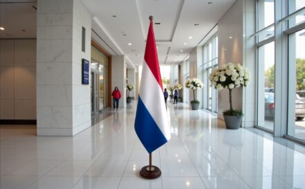 socle drapeau pays-bas en acier stable