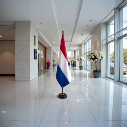socle drapeau pays-bas en acier institutionnel