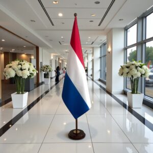 socle drapeau pays-bas en inox noire moderne