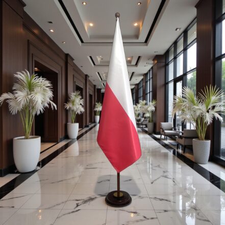 socle drapeau pologne en inox noire de qualité