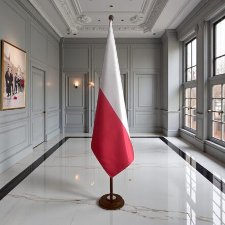 socle porte-drapeau pologne en bois de qualité