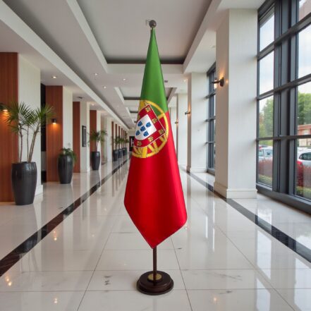 socle drapeau portugal en marbre blanc moderne