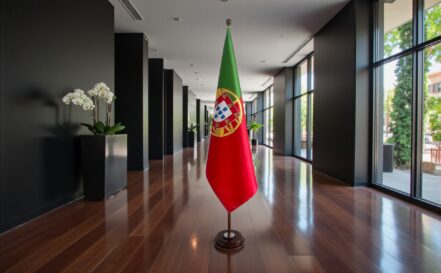 socle drapeau portugal en inox représentatif