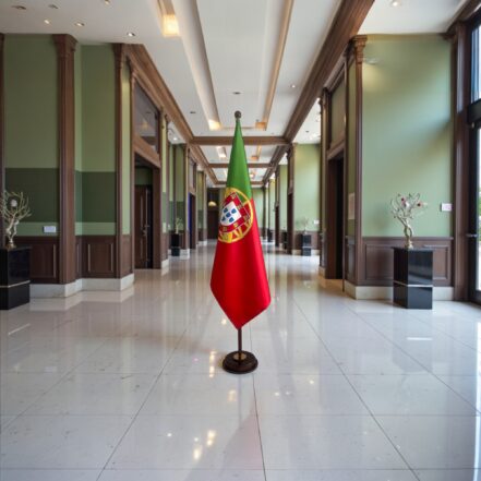 socle drapeau portugal en marbre blanc classique