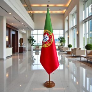 socle porte-drapeau portugal en bois massif antidérapant