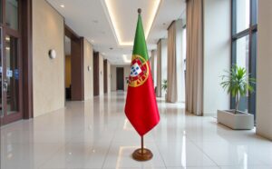 socle porte-drapeau portugal en bois massif lourd