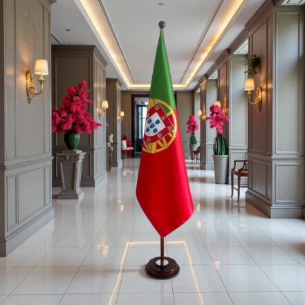 socle drapeau portugal en granit lourd